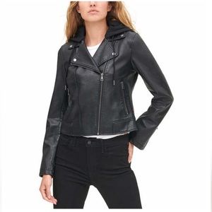 NWT LEVI’S Faux Leather Moto Hooded Jacket